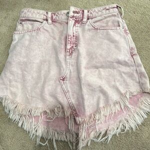 Pink denim free people skirt